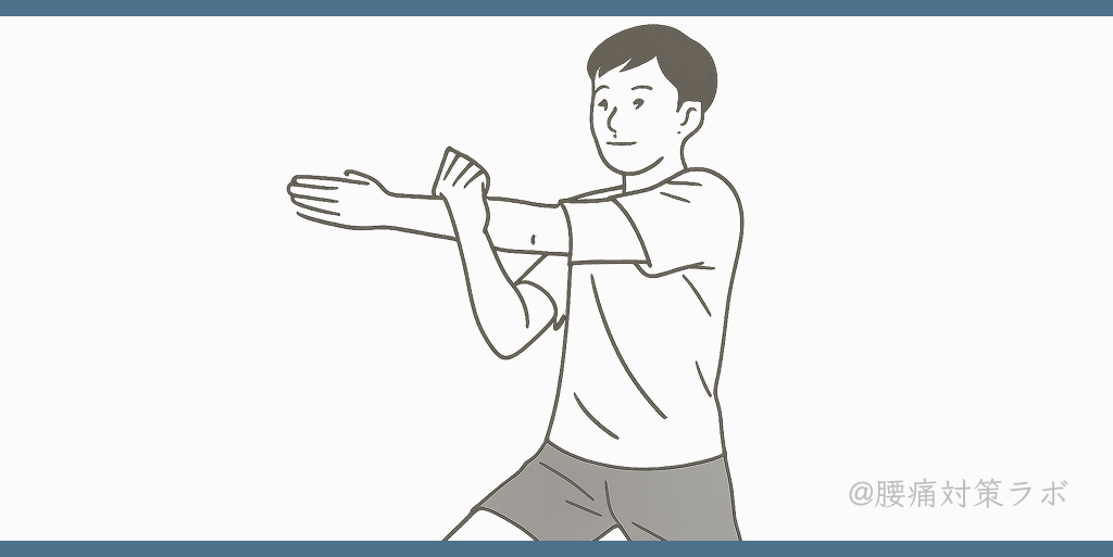 運動前に軽いストレッチをしている男性のイラスト